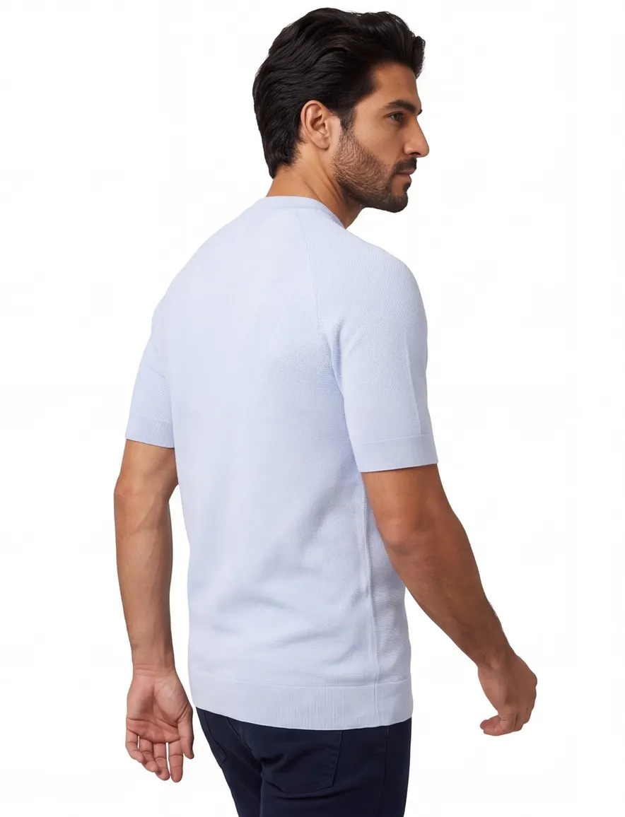 Lyle & Scott T-shirt lichtblauw knitted katoen normale fit