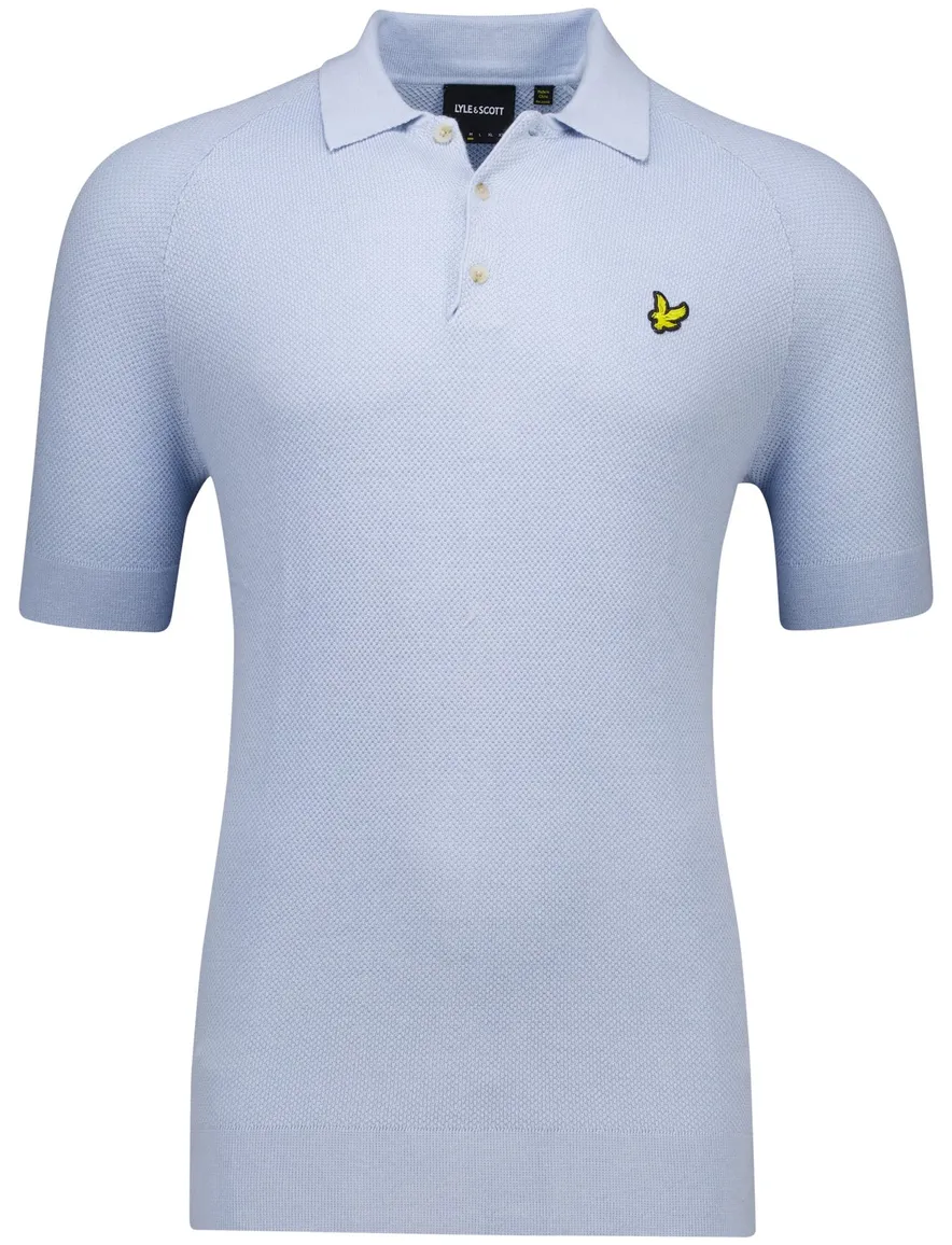 Lyle & Scott linen blend knitted polo lichtblauw