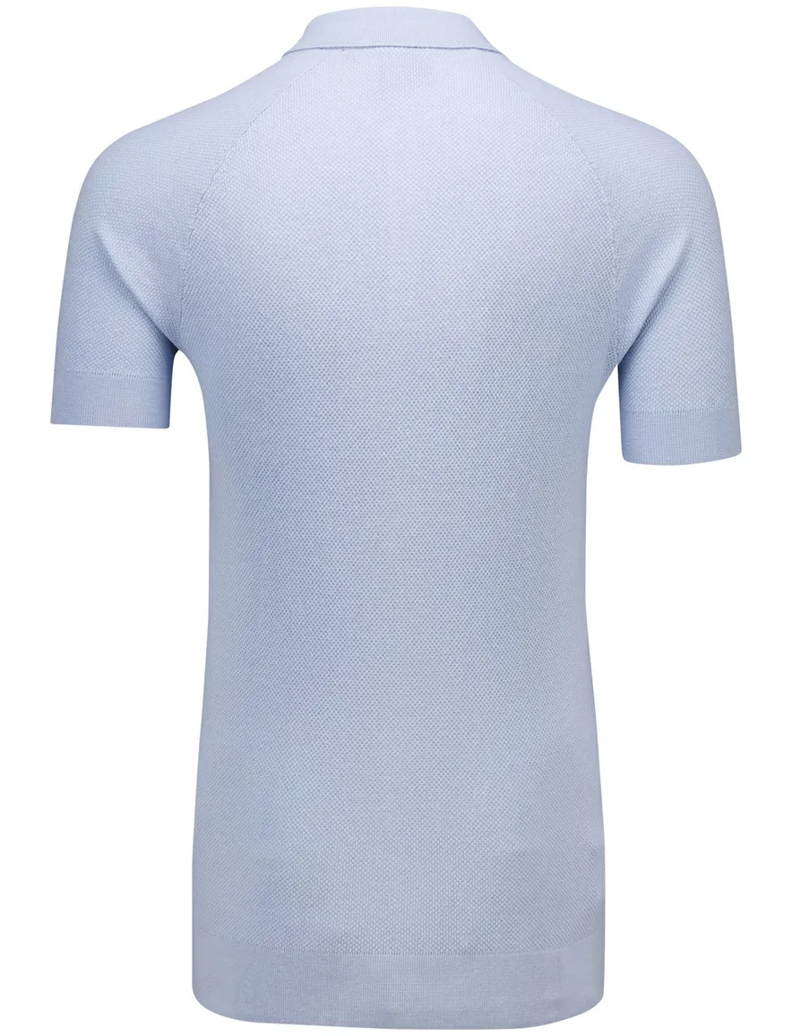 Lyle & Scott linen blend knitted polo lichtblauw