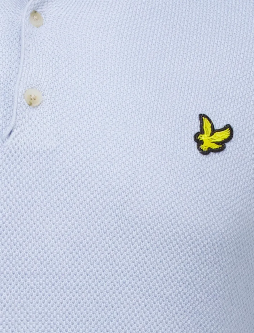 Lyle & Scott linen blend knitted polo lichtblauw