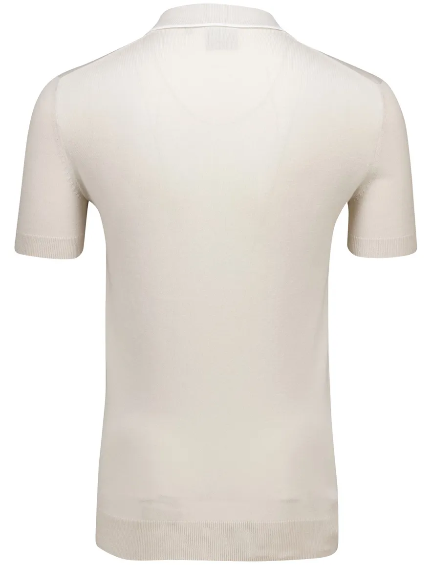 Lyle & Scott tipped knitted open collar polo beige
