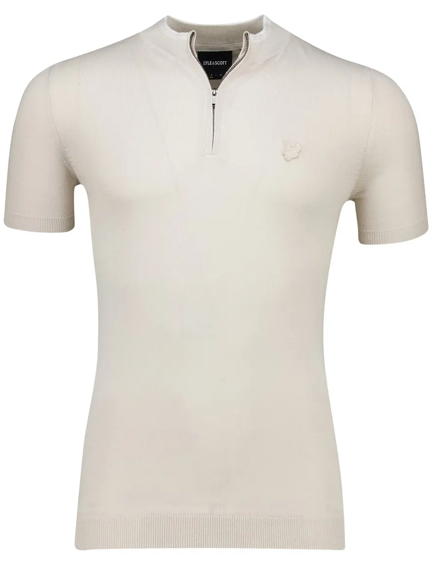 Lyle & Scott T-shirt met rits beige effen