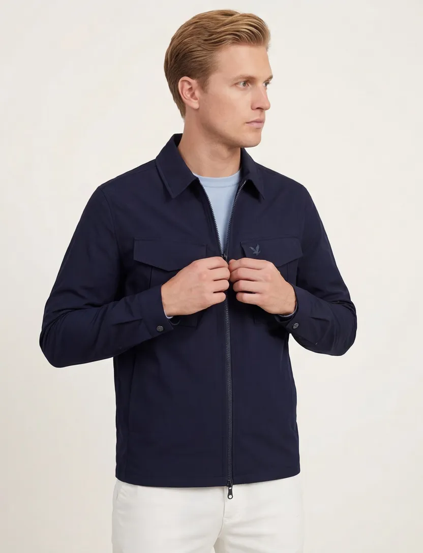 donkerblauw Lyle & Scott overshirt met dubbel borstzak