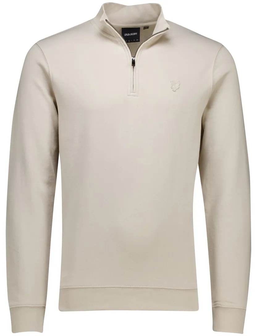 katoenen Lyle & Scott superfine half zip trui beige effen