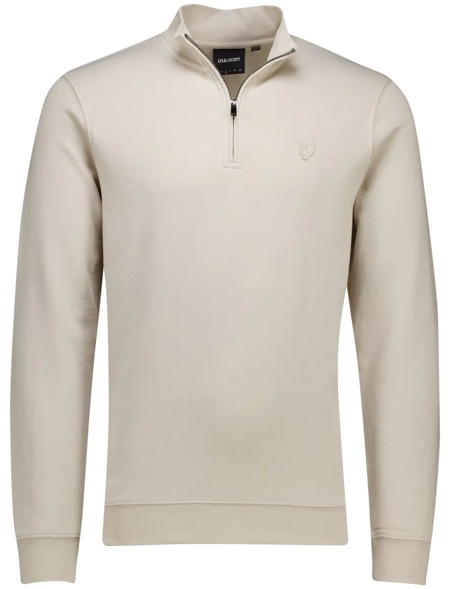 Lyle & Scott superfine half zip trui beige effen slim fit