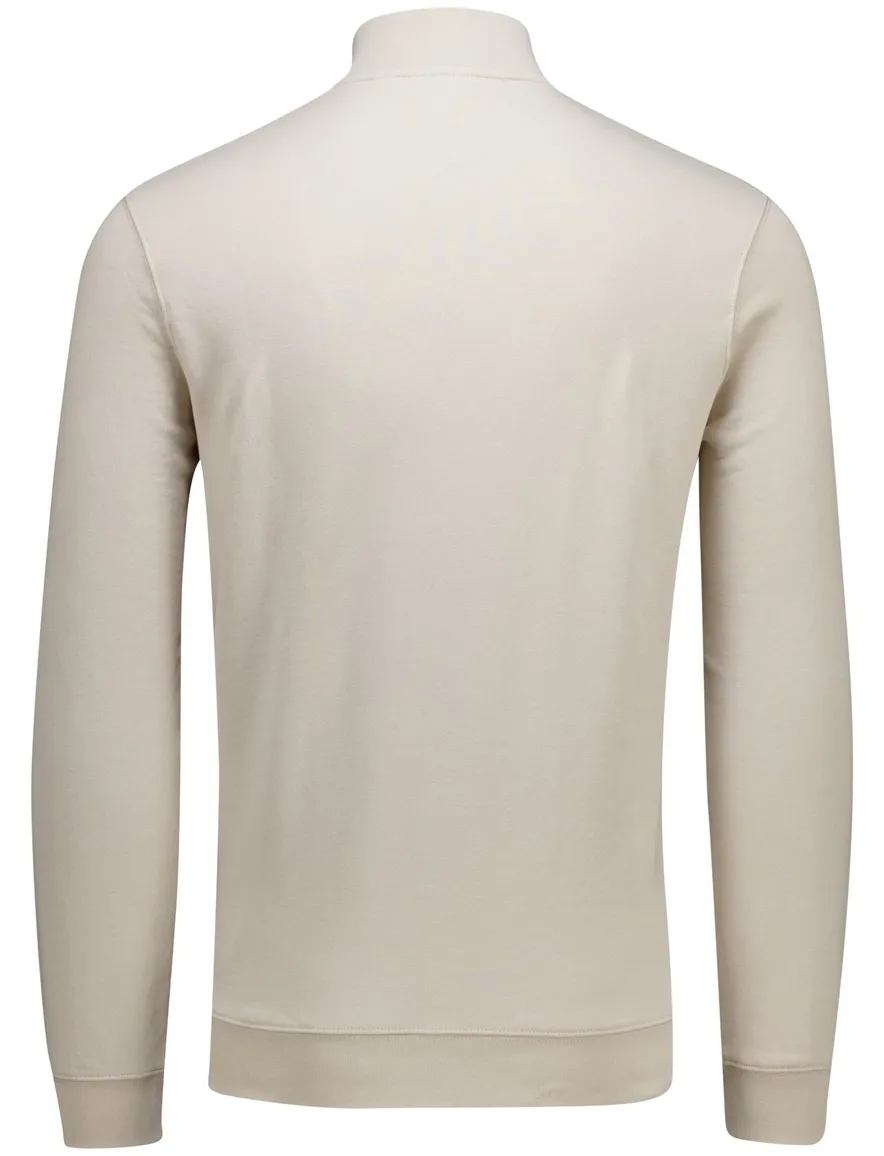 Lyle & Scott superfine half zip trui beige effen slim fit