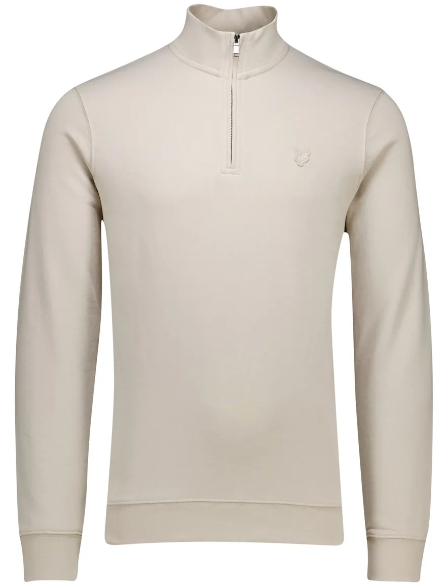 Lyle & Scott superfine half zip trui beige effen slim fit