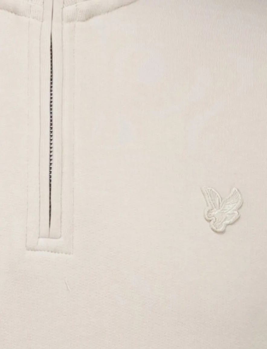 Lyle & Scott superfine half zip trui beige effen slim fit