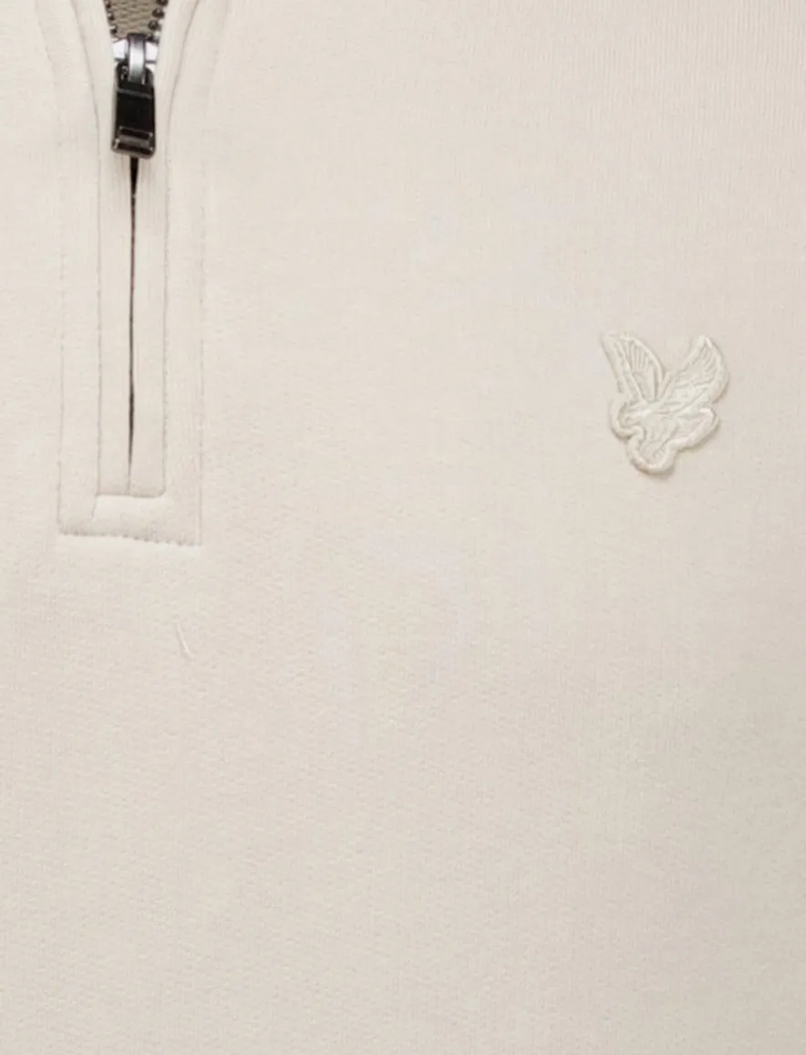 Lyle & Scott superfine half zip trui beige effen slim fit