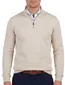 Lyle & Scott superfine half zip trui beige effen slim fit