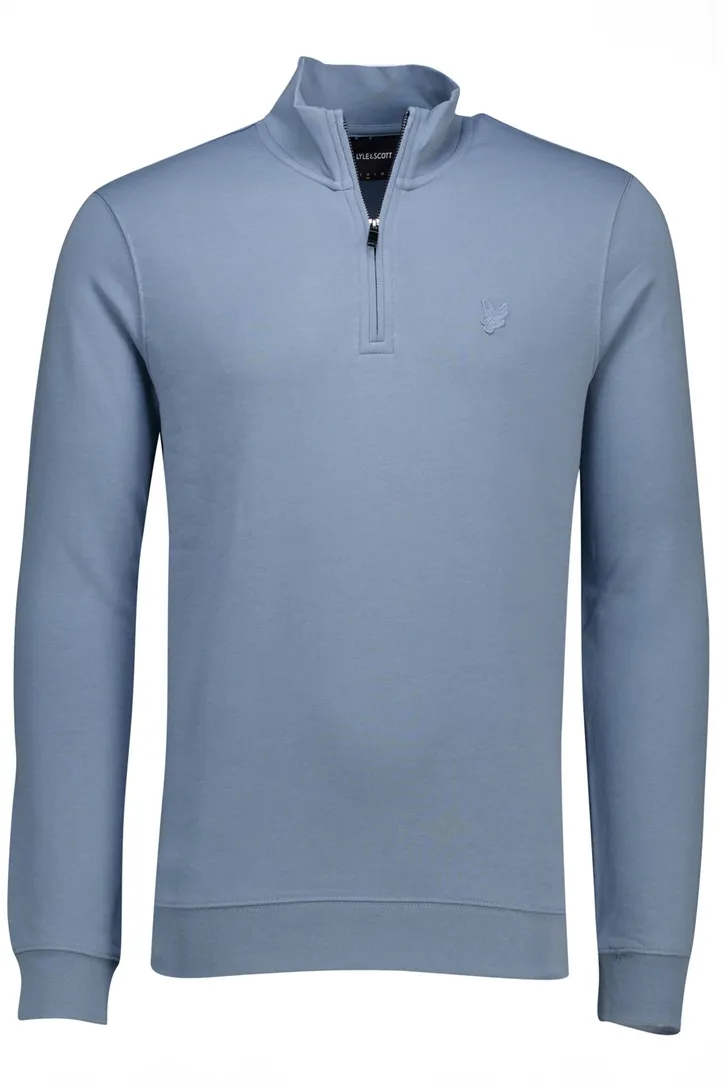 Lyle & Scott half zip sweater blauw katoen