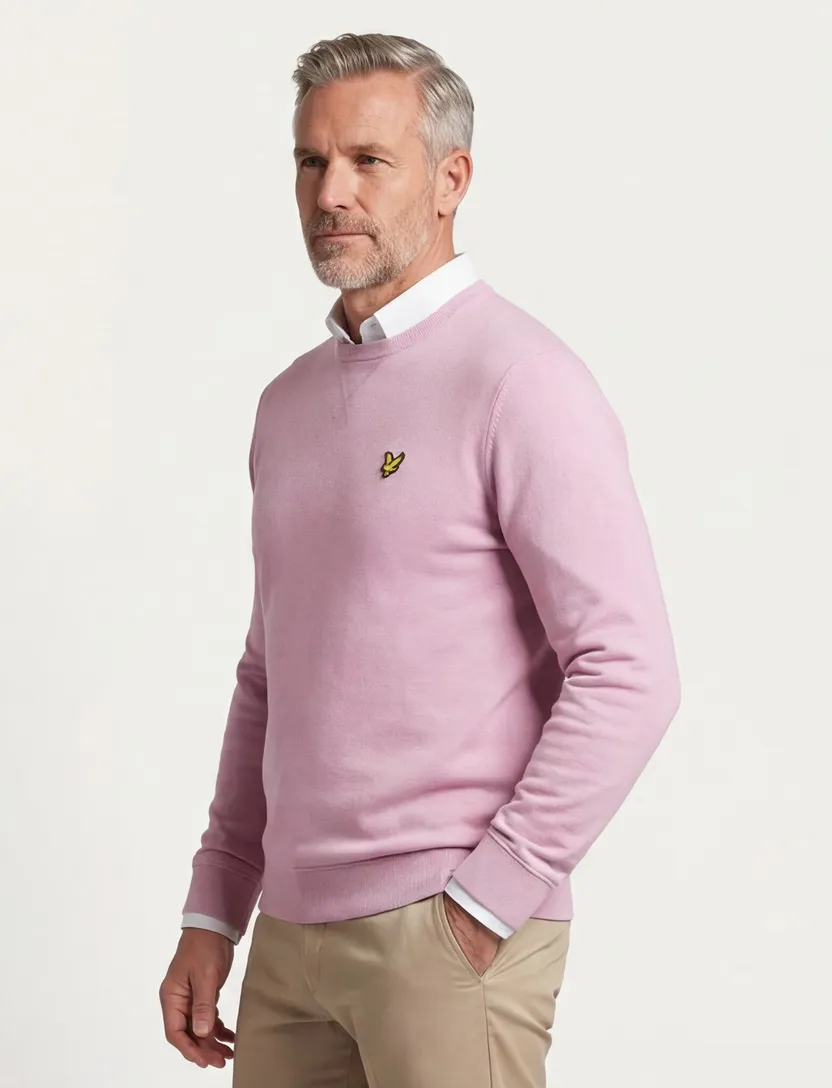 Lyle & Scott crewneck sweater roze katoen