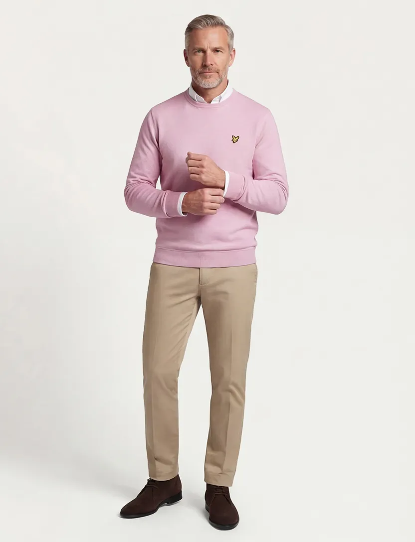 Lyle & Scott crewneck sweater roze katoen