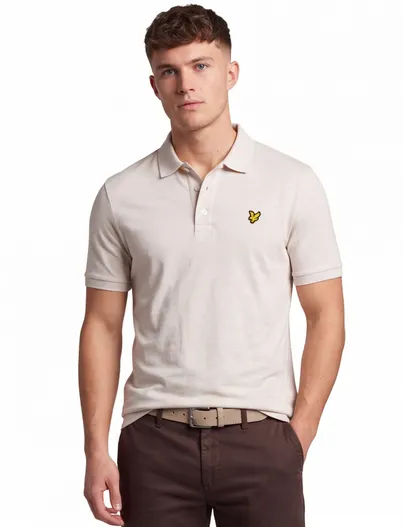 Lyle & Scott Lyle & Scott Slub polo creme gemêleerd jersey 3-knoops