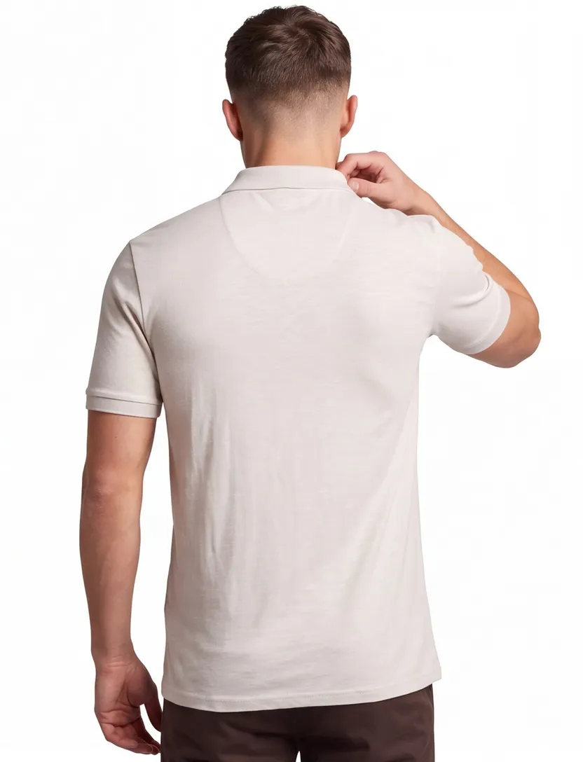 Lyle & Scott Slub polo creme gemêleerd jersey 3-knoops