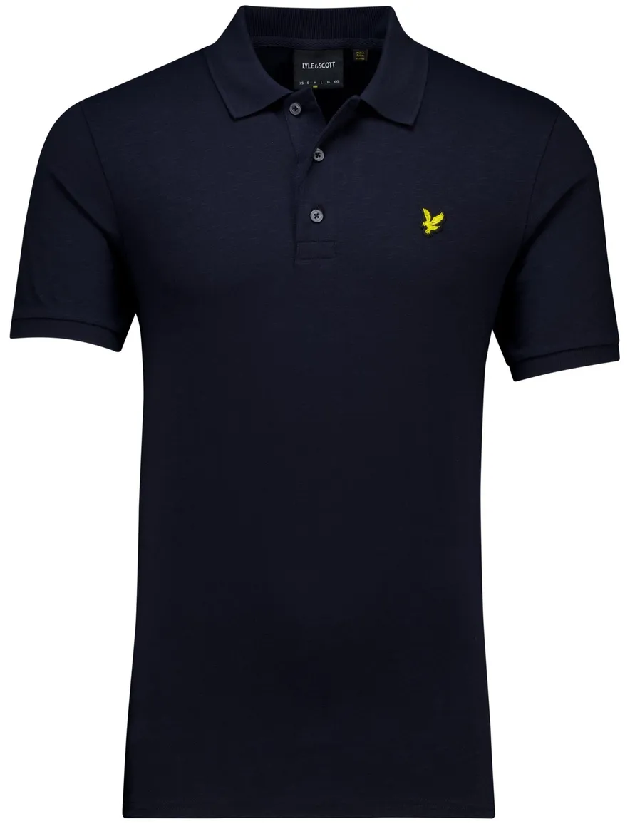 Lyle & Scott slub polo shirt jersey donkerblauw