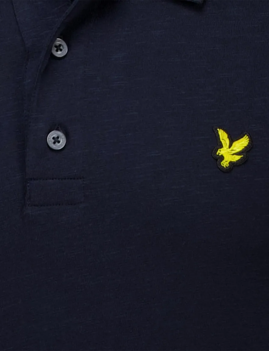 Lyle & Scott slub polo shirt jersey donkerblauw