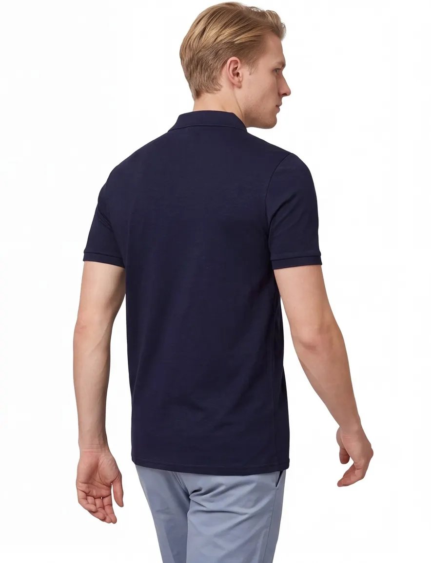 Lyle & Scott slub polo shirt donkerblauw