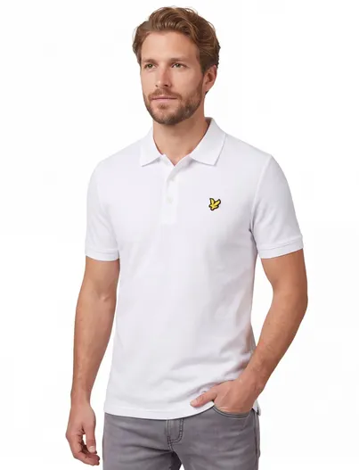 Lyle & Scott Lyle & Scott poloshirt wit effen slim fit katoen