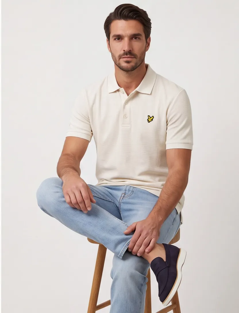Lyle & Scott Milano polo creme Relaxed Fit effen