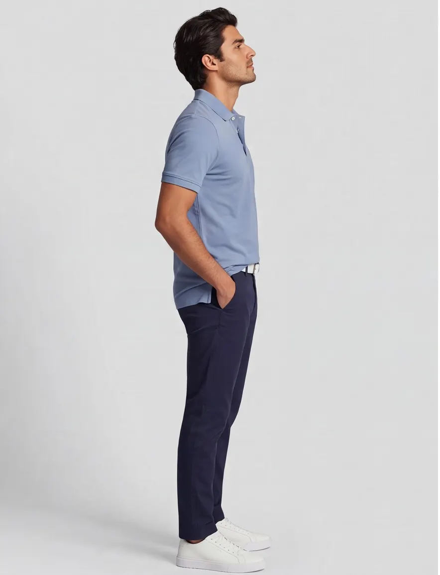 Lyle & Scott polo-shirt blauw korte mouw effen