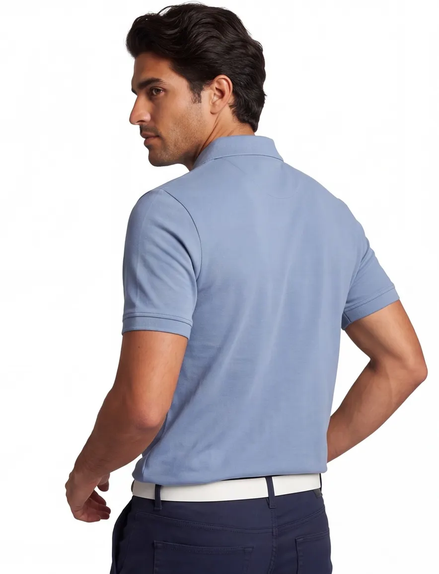 Lyle & Scott polo-shirt blauw korte mouw effen