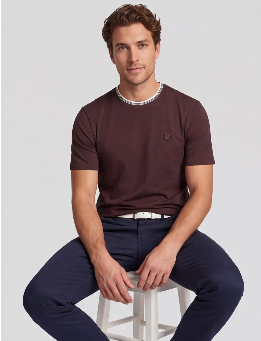 Lyle & Scott T-shirt bruin katoen