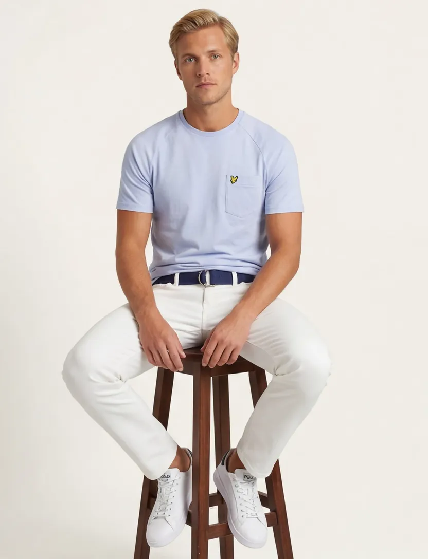 Lyle & Scott T-shirt lichtblauw katoen