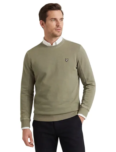 Lyle & Scott Lyle & Scott crewneck sweater groen katoen