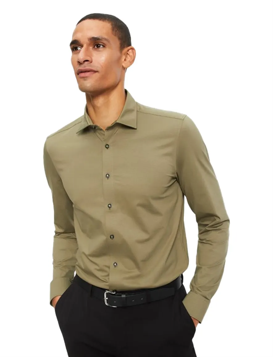 Olymp Level Five 24/Seven overhemd donkergroen Body Fit Flex Jersey