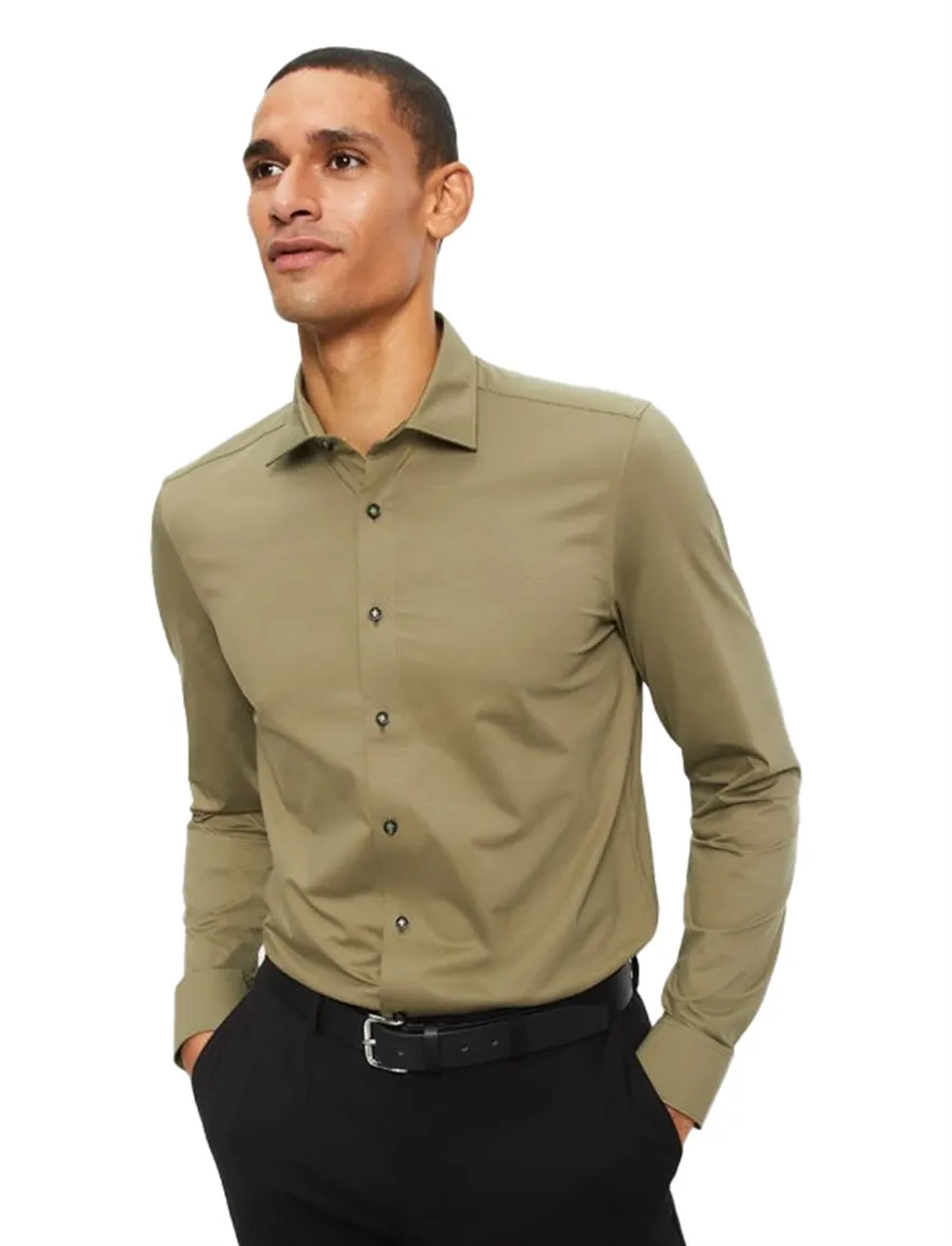 Olymp overhemd donkergroen Body Fit Flex Jersey