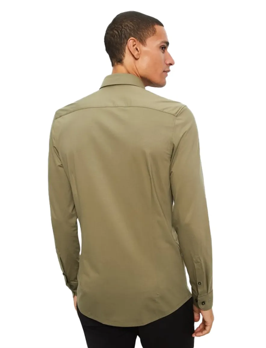 Olymp Level Five 24/Seven overhemd donkergroen Body Fit Flex Jersey