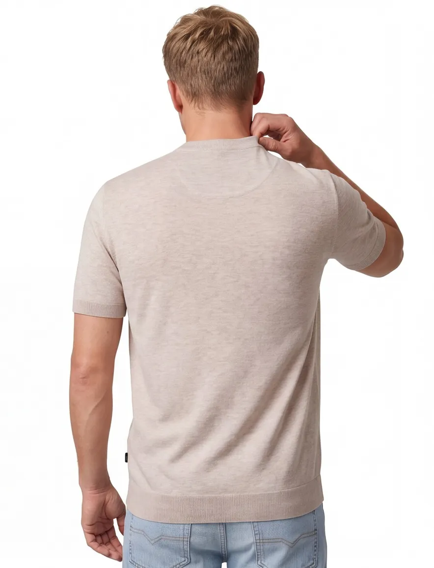 Cavallaro Sorrentino t-shirt beige gemeleerd katoen