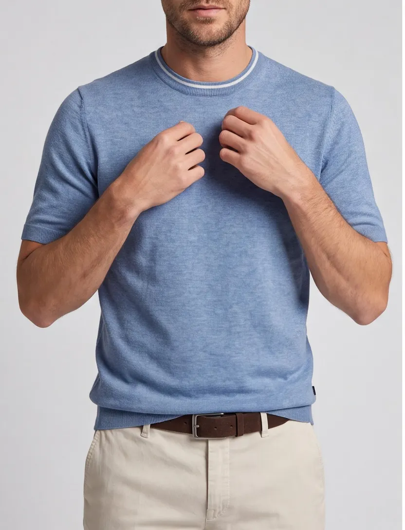 katoenen Cavallaro T-shirt blauw slim fit