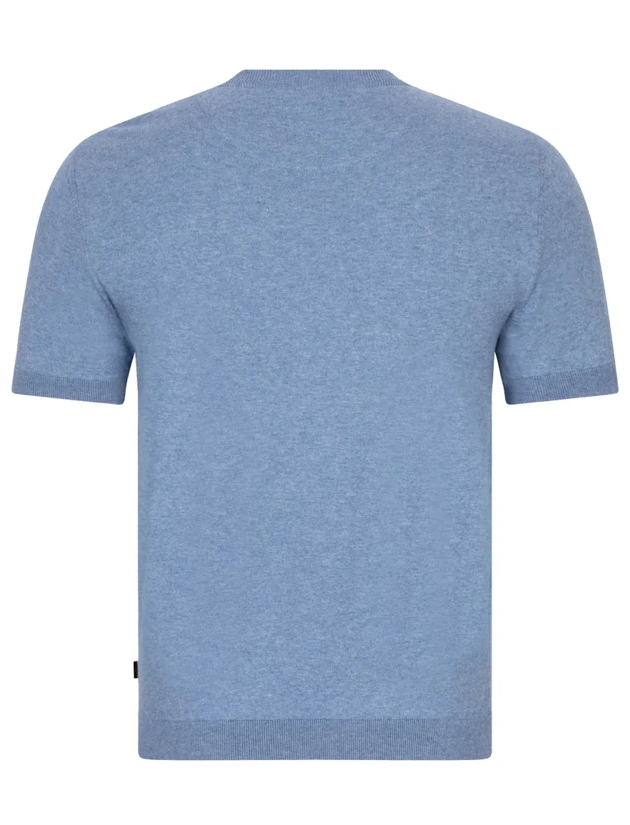 Cavallaro T-shirt effen blauw katoen slim fit