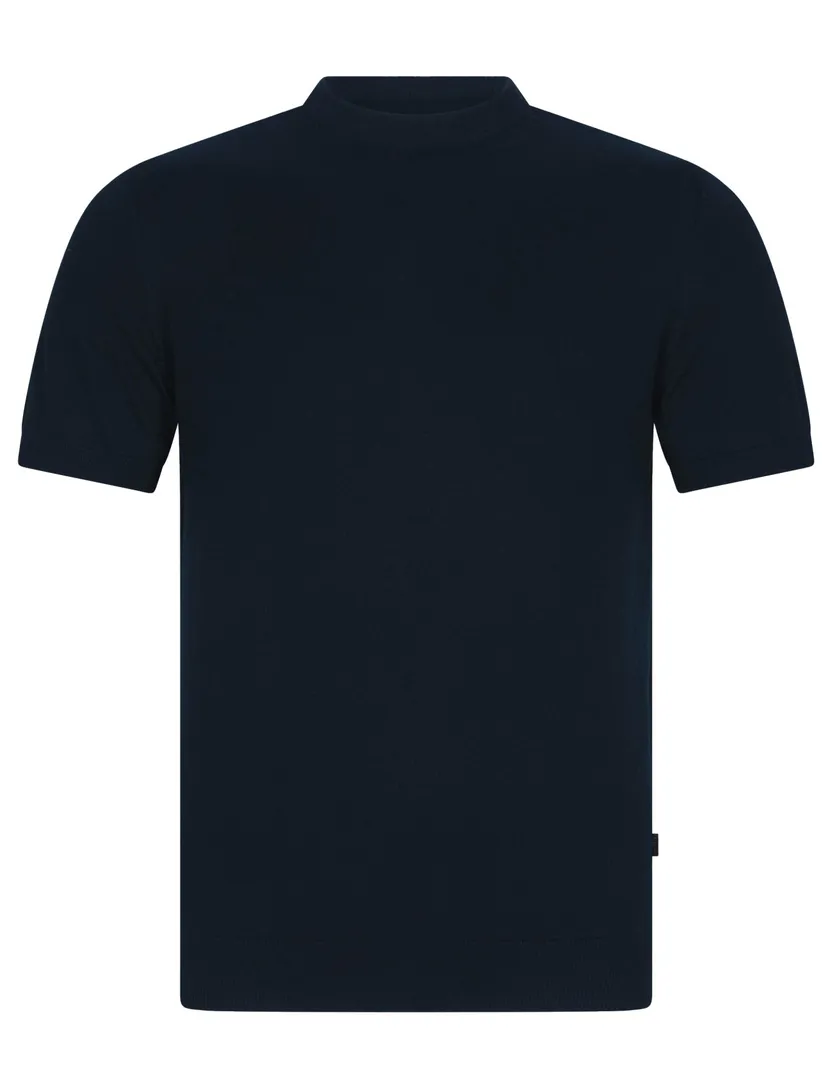 katoenen t-shirt Cavallaro donkerblauw effen slim fit