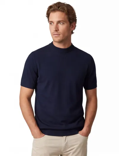 Cavallaro katoenen t-shirt Cavallaro donkerblauw effen slim fit