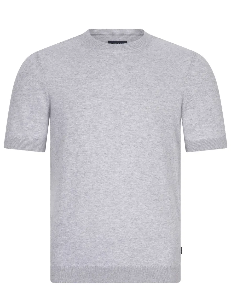 Cavallaro t-shirt grijs effen slim fit katoen