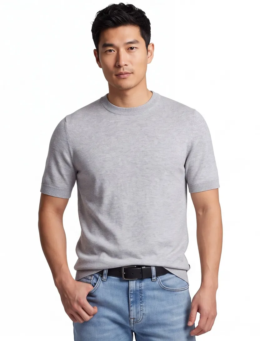 t-shirt Cavallaro grijs effen slim fit katoen