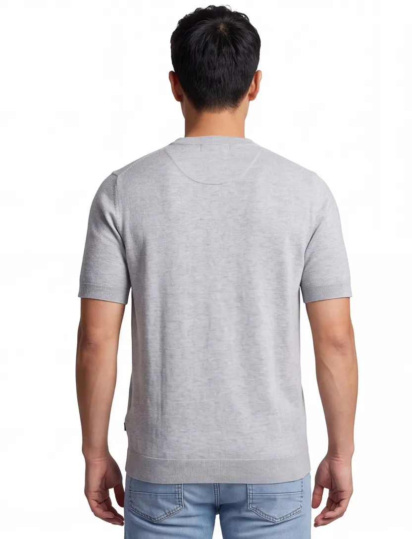 t-shirt Cavallaro grijs effen slim fit katoen