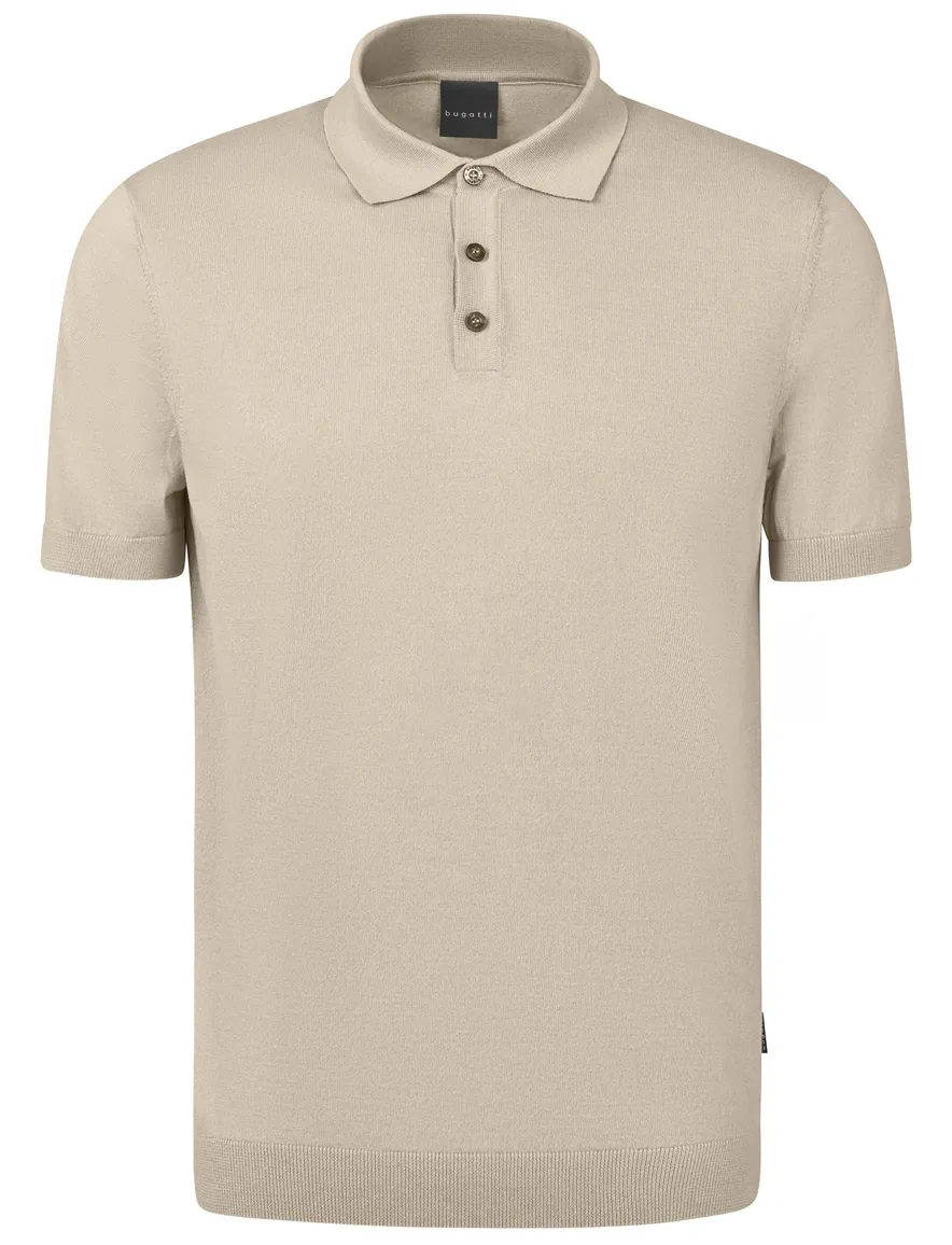 Bugatti polo effen beige met boord wijde fit