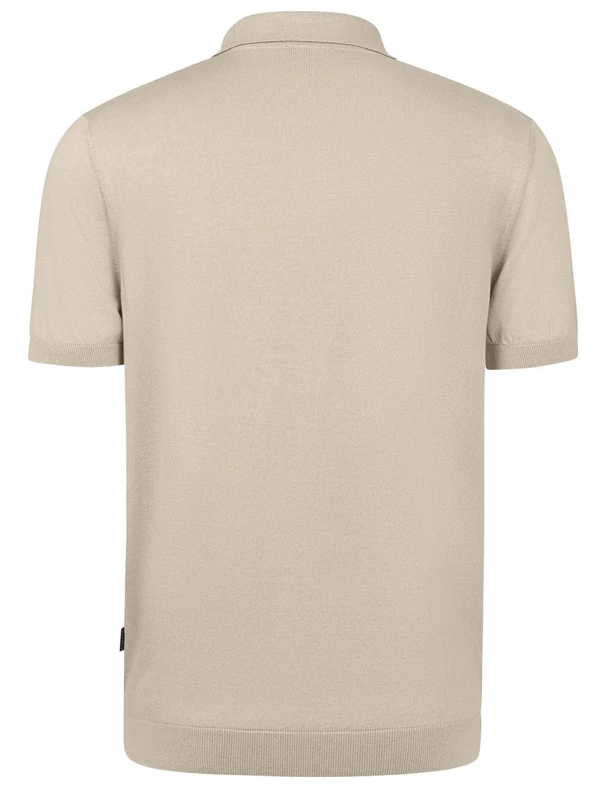 Bugatti polo effen beige met boord wijde fit