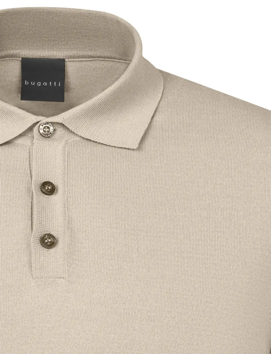 Bugatti polo effen beige met boord wijde fit