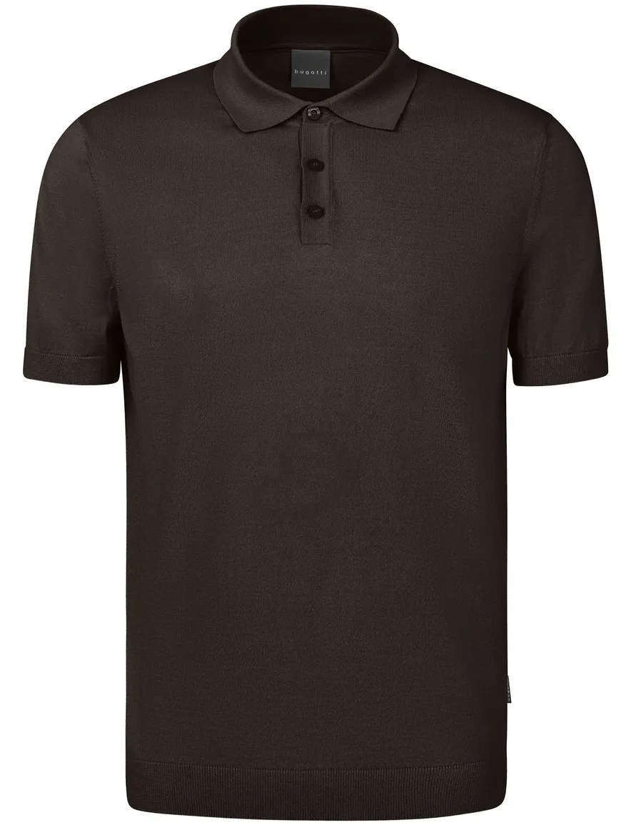 Bugatti polo bruin met boord effen