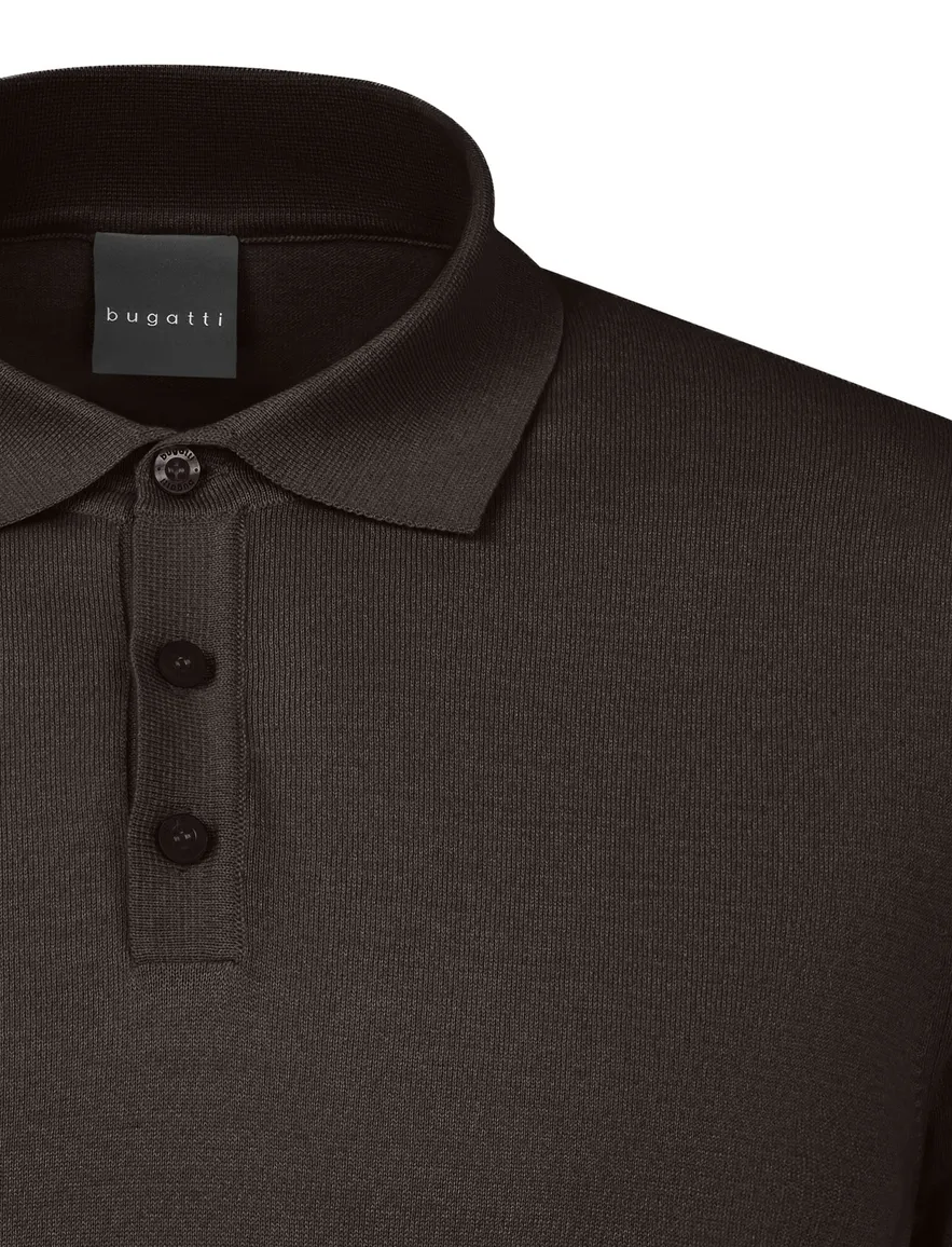 Bugatti polo bruin met boord effen