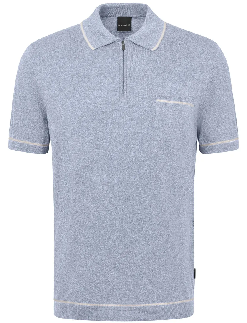 katoenen Bugatti polo lichtblauw met rits wijde fit