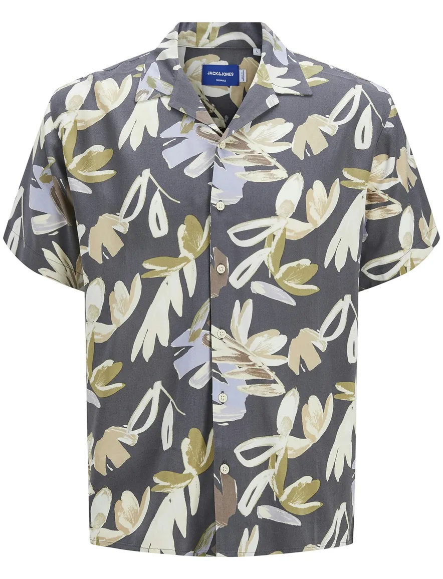 Jack & Jones casual overhemd korte mouw bruin