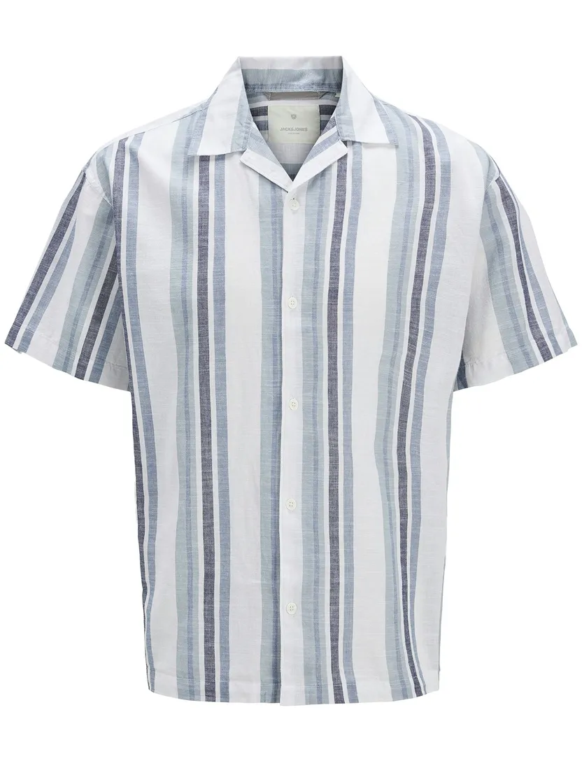 casual overhemd gestreept korte mouw Jack & Jones blauw