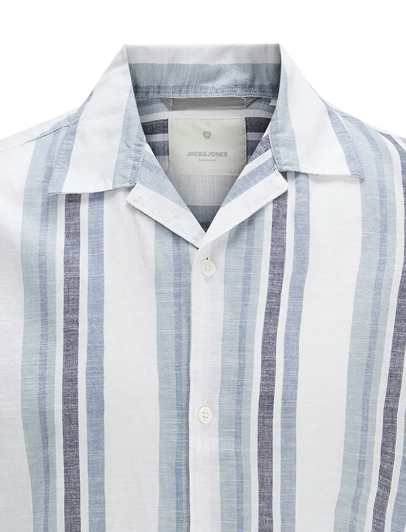 casual overhemd gestreept korte mouw Jack & Jones blauw