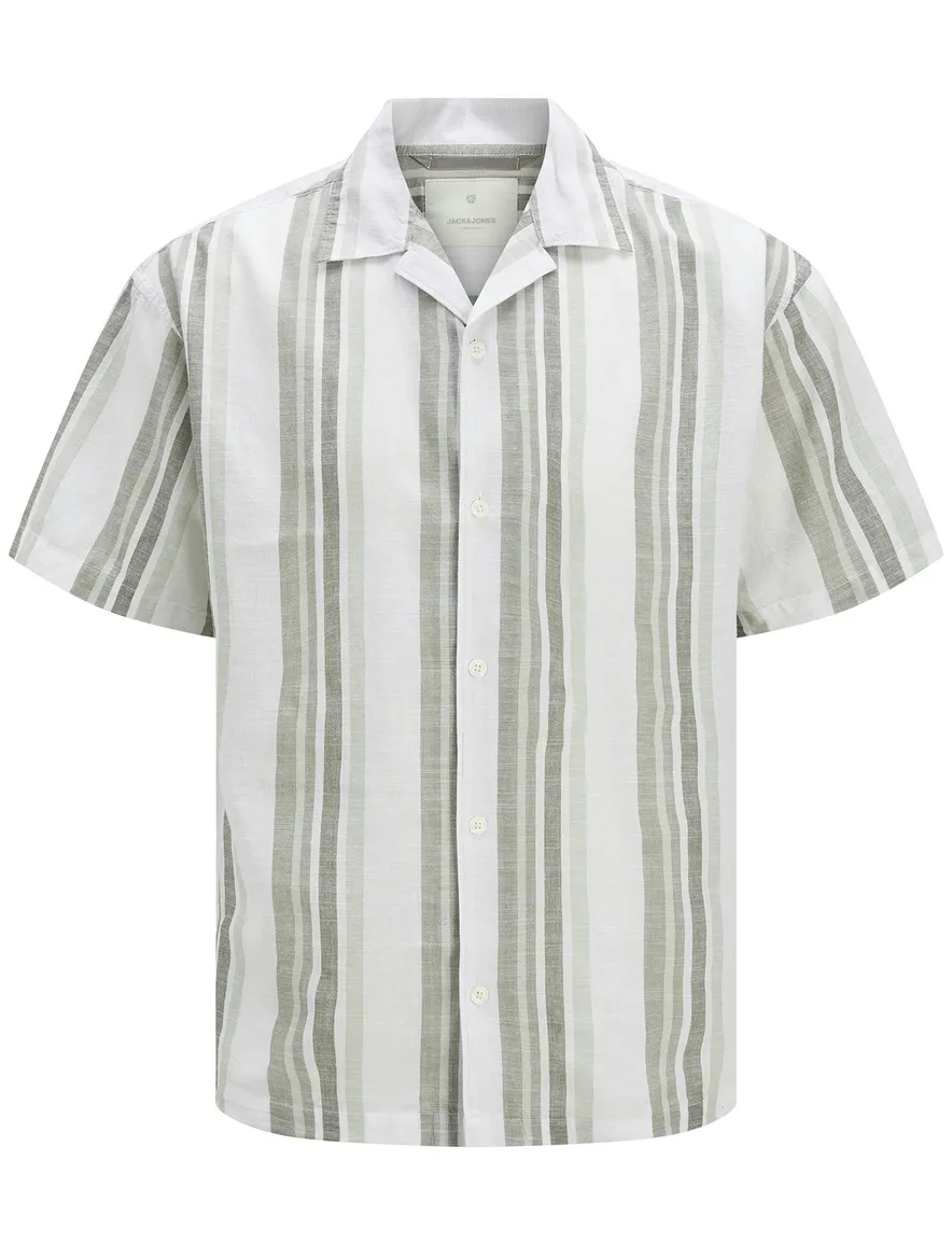 Jack & Jones casual linnen overhemd korte mouw groen
